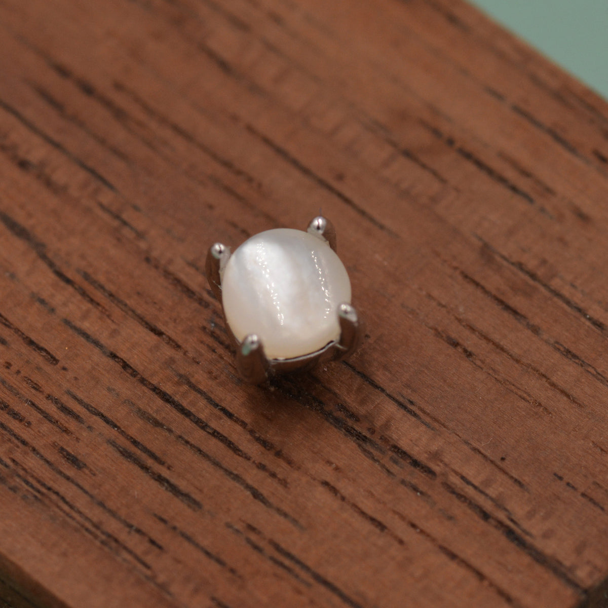 Sterling Silver Mother of Pearl Stud Earrings, 4mm, Genuine tiny mother of pearl Stud, Natural Shell Earrings, 4 Prongs, Minimalist Style