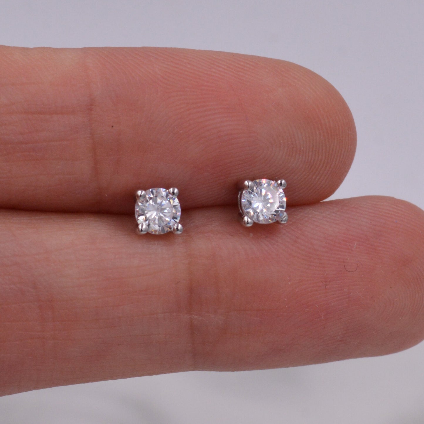 Sterling Silver Tiny Little Stud Earrings, Barely Visible, Extra Small CZ Stud, Stacking Earrings, Cubic Zirconia Crystal