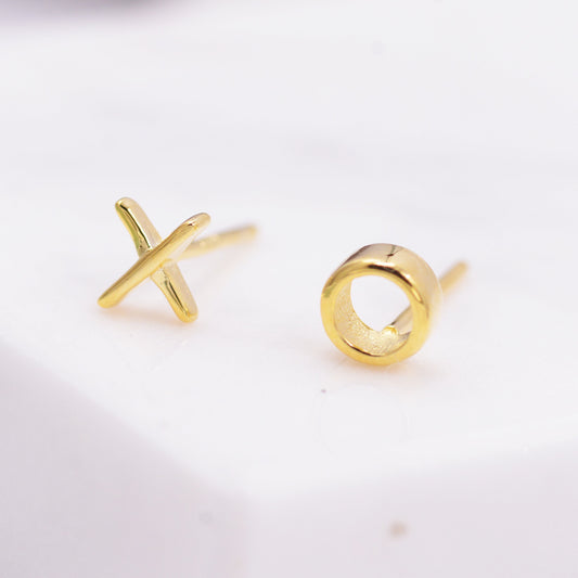 Sterling Silver xoxo Kiss and Hugs Tiny Stud Earrings, Silver, Gold and Rose Gold, Cute and Fun Jewellery