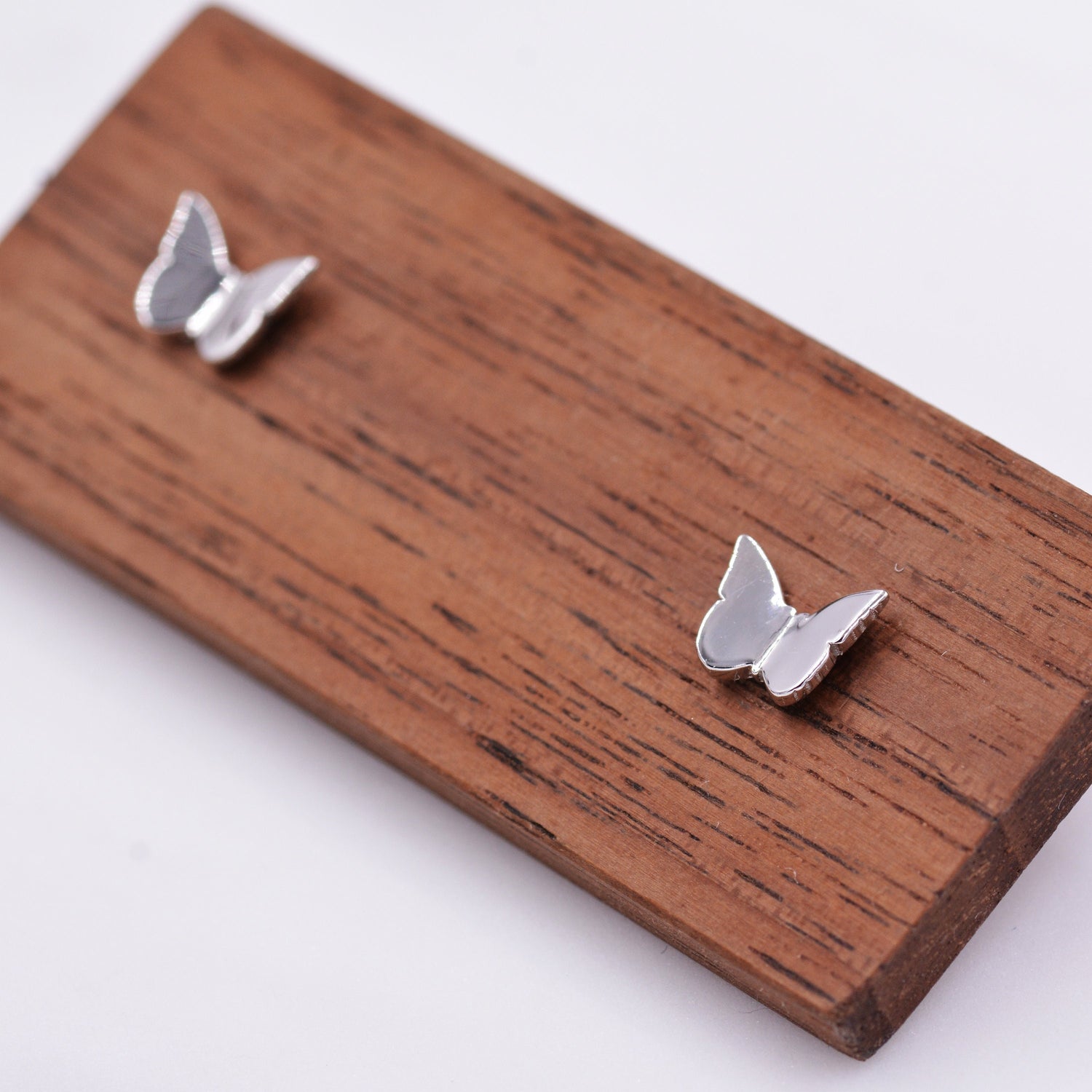 Tiny Butterfly Stud Earrings in Sterling Silver, Cute Dainty Minimal Jewellery