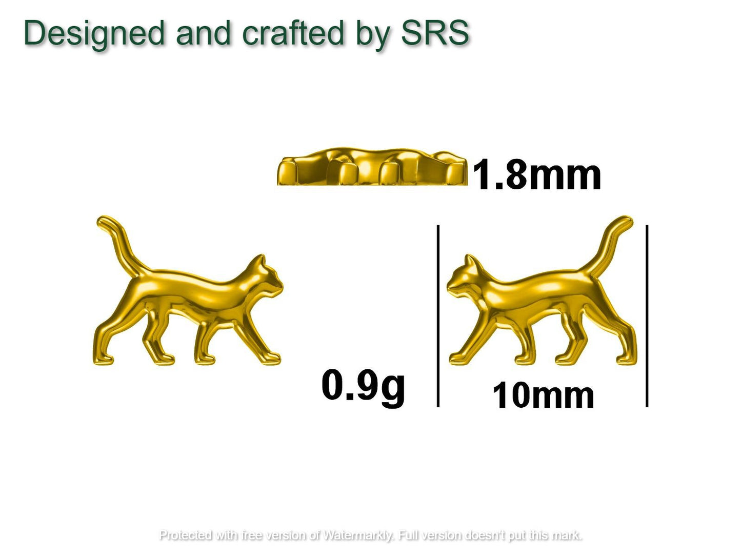 Cat Stud Earrings in Sterling Silver, Frosted Finish, Cute Dainty Minimal Jewellery, Cat Earrings