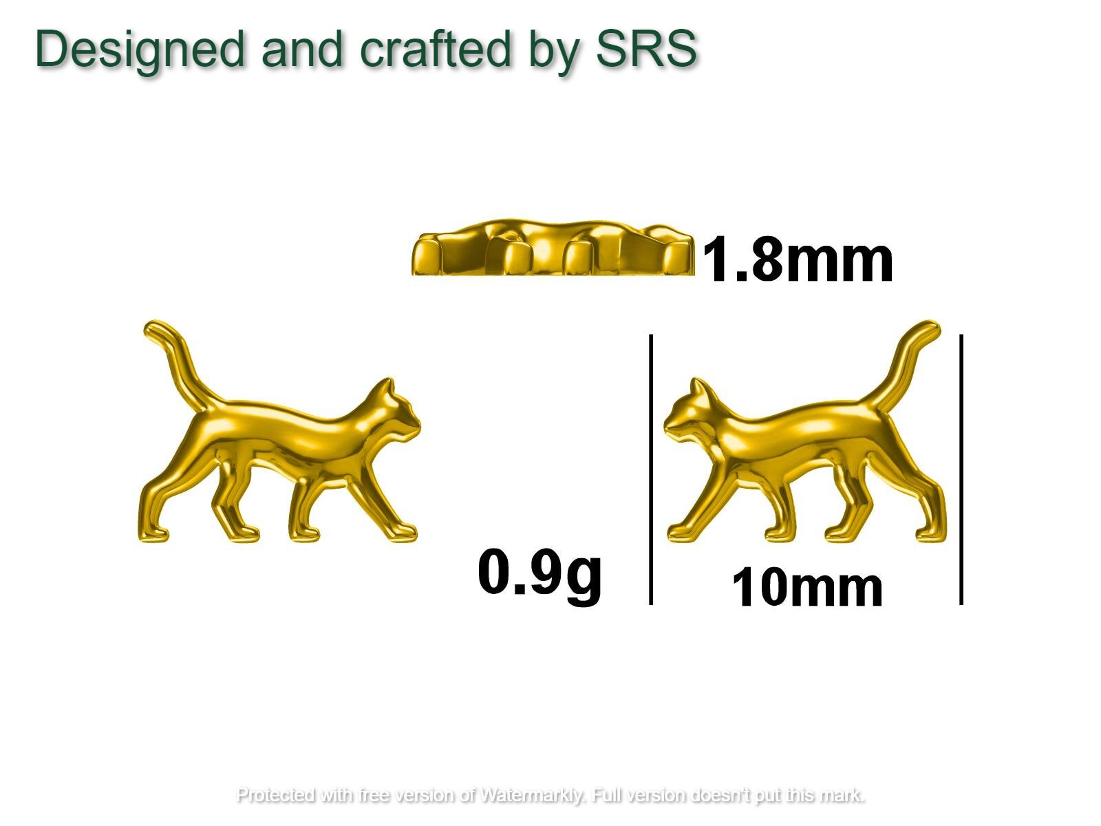 Cat Stud Earrings in Sterling Silver, Frosted Finish, Cute Dainty Minimal Jewellery, Cat Earrings