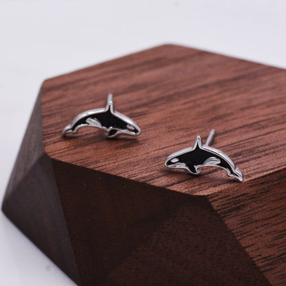 Killer Whale Stud Earrings in Sterling Silver, Fish Earrings, Ocean Theme Stud, Cute Dainty Minimal Jewellery