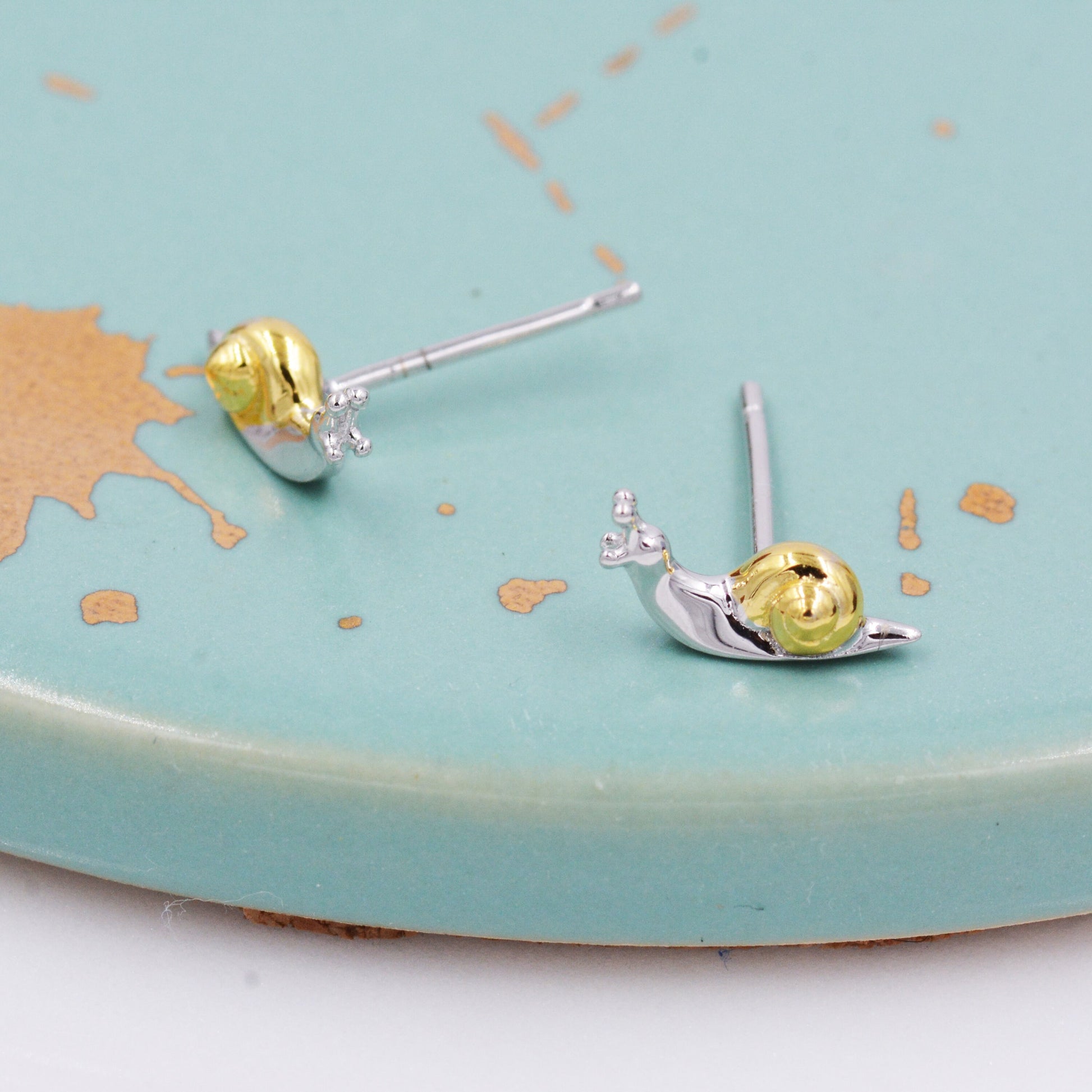 Tiny Little Snail Stud Earrings in Sterling Silver, Cute Snail Stud, Nature Inspired Design