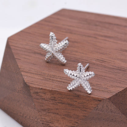 Little Star Fish Stud Earrings in Sterling Silver, Cute Sea Star Stud, Starfish Earrings, Nature Inspired Design