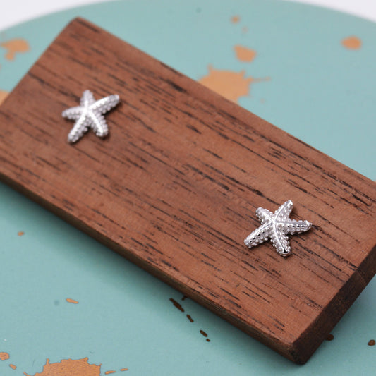 Little Star Fish Stud Earrings in Sterling Silver, Cute Sea Star Stud, Starfish Earrings, Nature Inspired Design