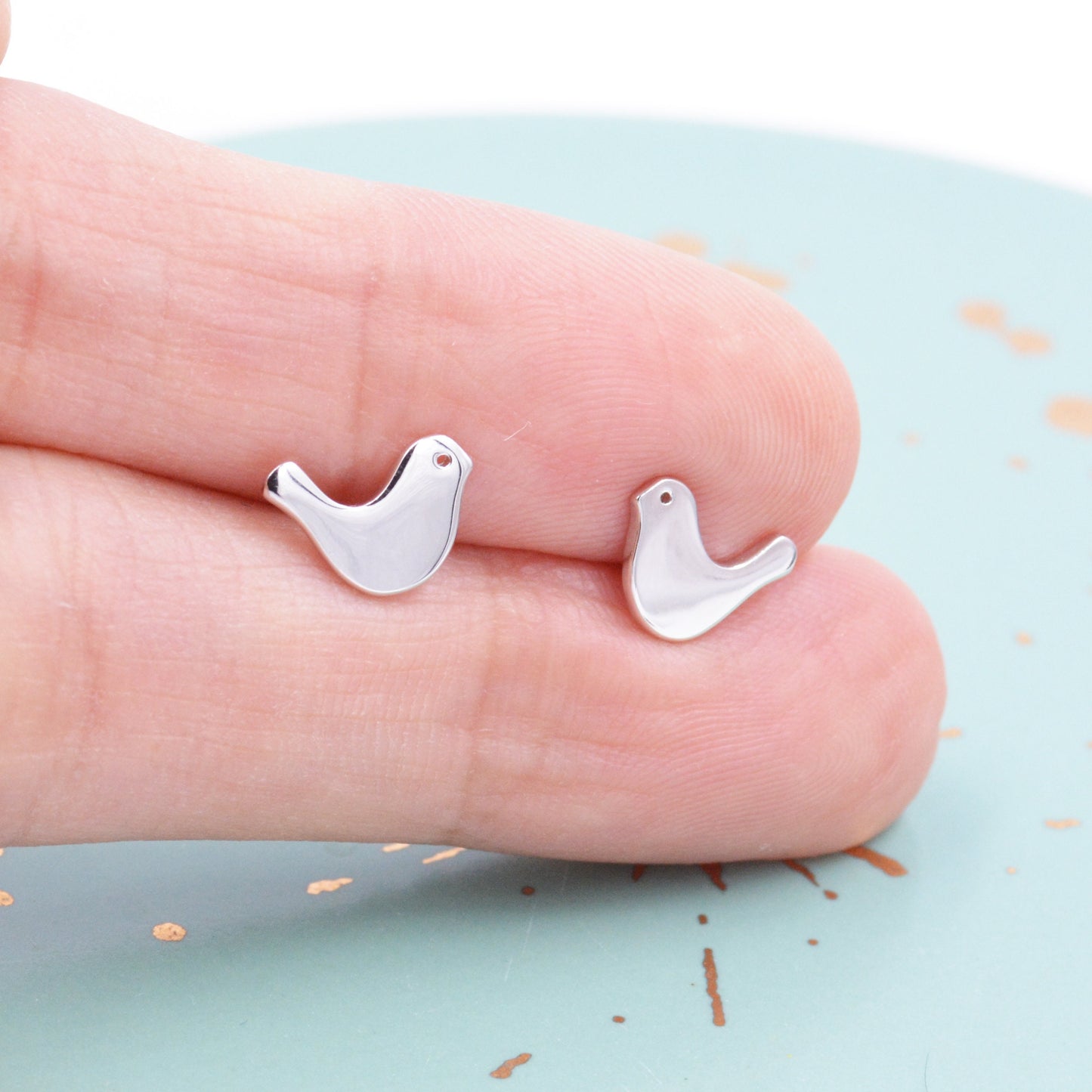 Little Dove Bird Stud Earrings in Sterling Silver, Cute Bird Stud, Fun and Quirky Stud Earrings