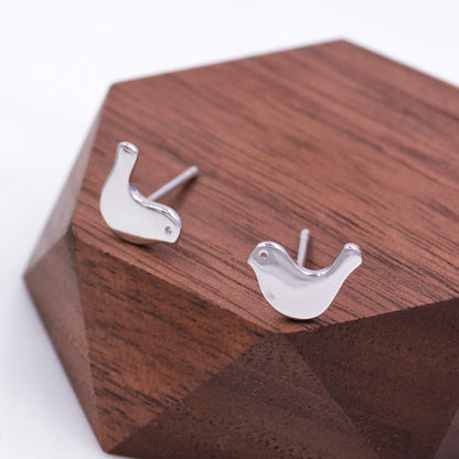 Little Dove Bird Stud Earrings in Sterling Silver, Cute Bird Stud, Fun and Quirky Stud Earrings