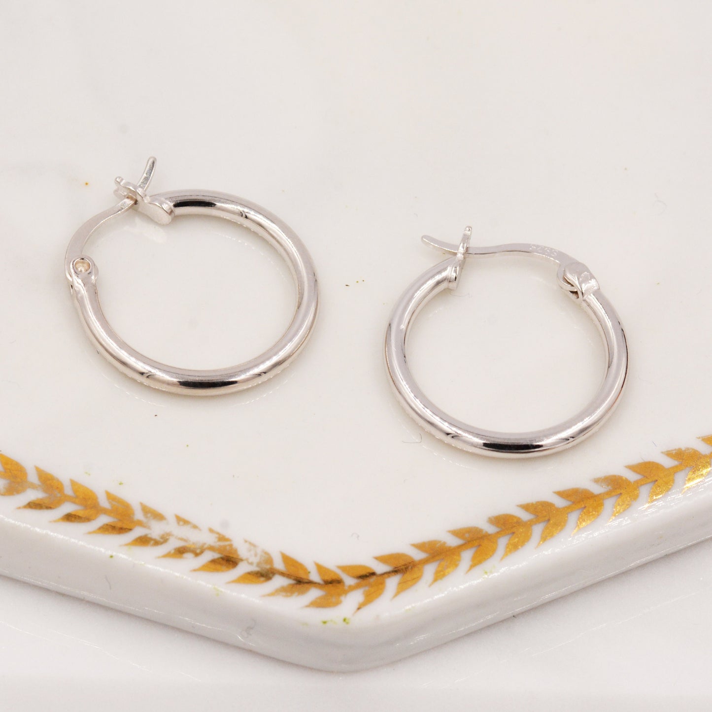 Pair of Minimalist Huggie Hoop Earrings in Sterling Silver, Plain Hoop Earrings , Two Sizes Available, Simple Hoop Earrings