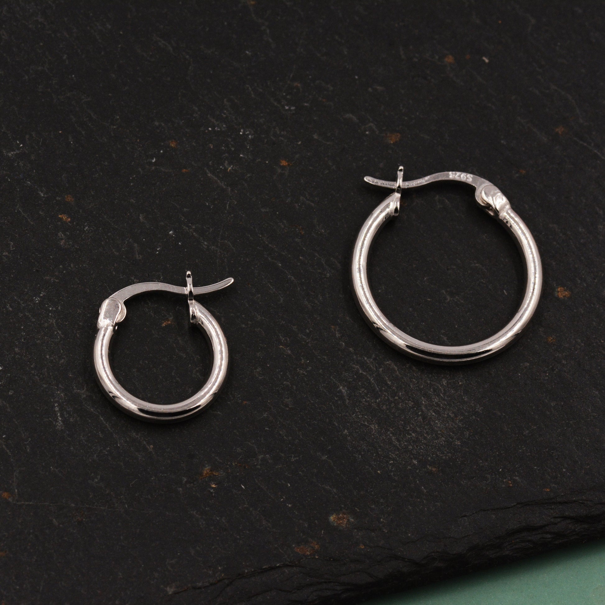 Pair of Minimalist Huggie Hoop Earrings in Sterling Silver, Plain Hoop Earrings , Two Sizes Available, Simple Hoop Earrings