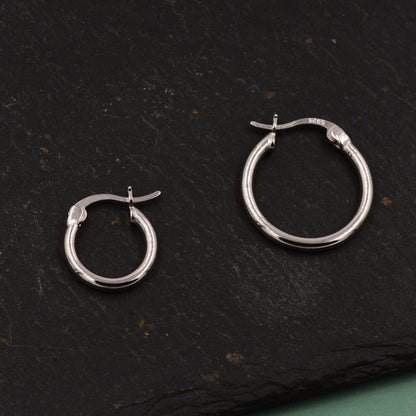 Pair of Minimalist Huggie Hoop Earrings in Sterling Silver, Plain Hoop Earrings , Two Sizes Available, Simple Hoop Earrings