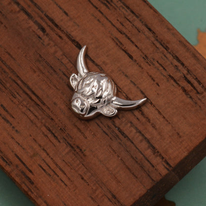 Highland Cow Stud Earrings in Sterling Silver, Cow Stud, Bull Earrings, Petite Earrings, Small Cow Stud, Scotland, Scottish