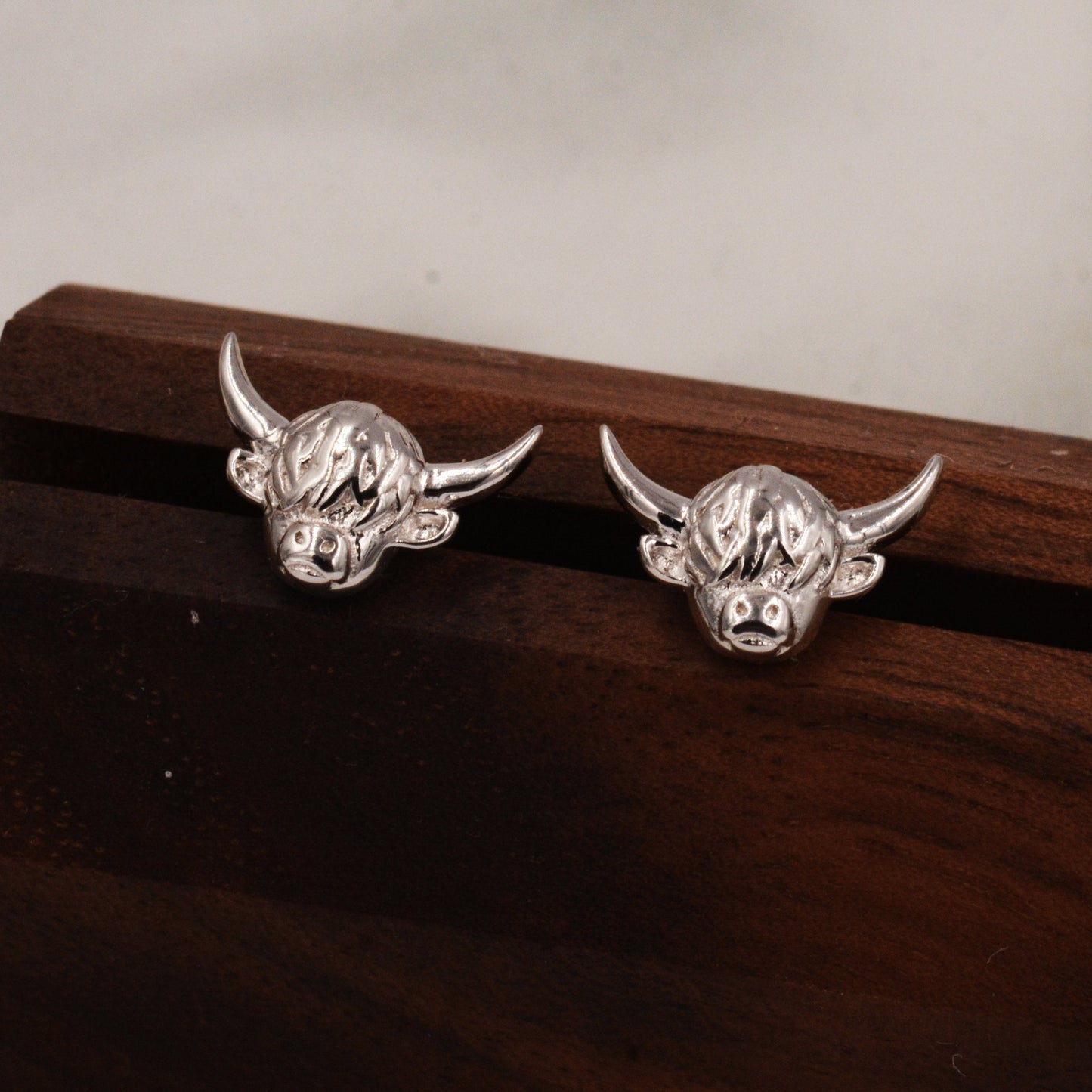 Highland Cow Stud Earrings in Sterling Silver, Cow Stud, Bull Earrings, Petite Earrings, Small Cow Stud, Scotland, Scottish