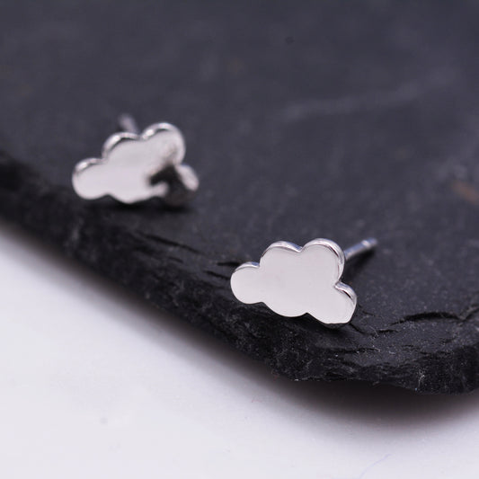 Sterling Silver Little Cloud Stud Earrings, Cute and Quirky Jewellery, Silver Lining Earrings