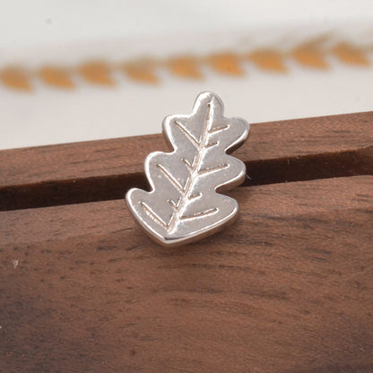 Oak Leaf Stud Earrings in Sterling Silver, Petite Acorn Leaf Earrings, Small Leaf Stud, Nature Inspired