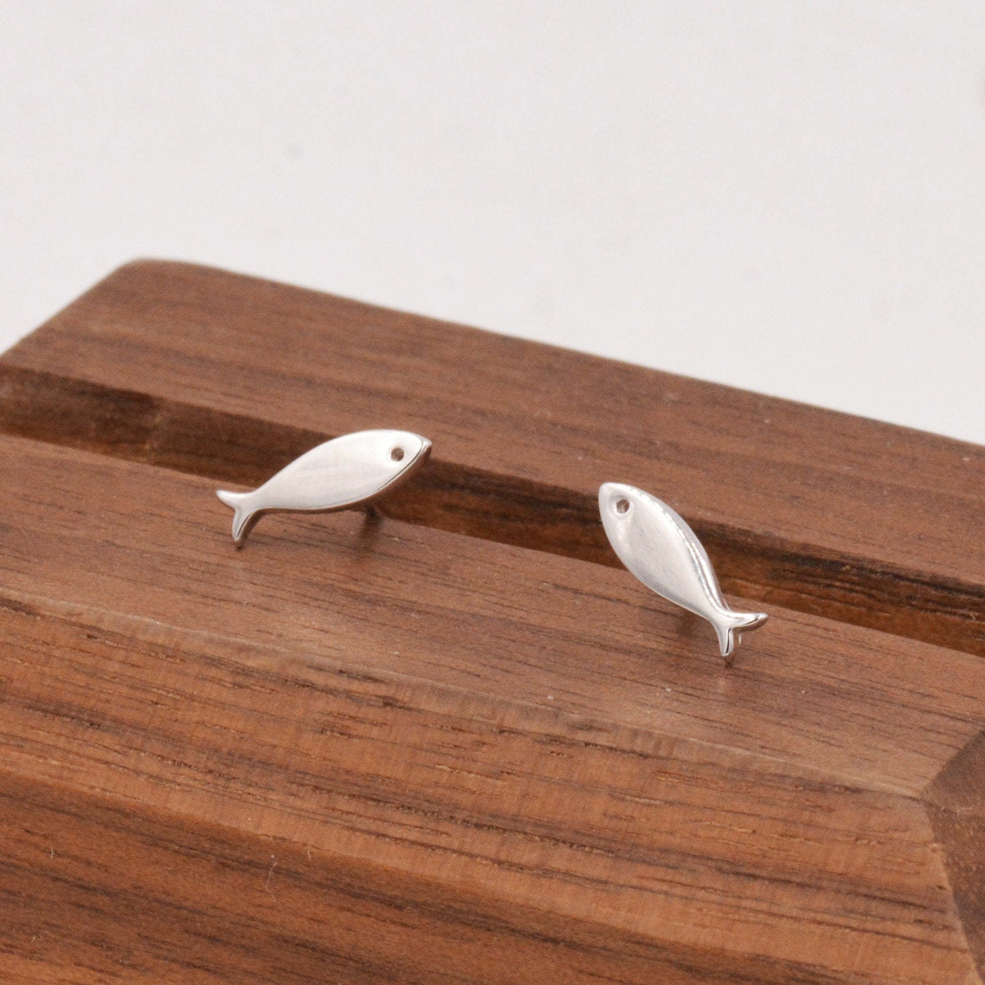 Little Fish Stud Earrings in Sterling Silver, Petite Fish Stud Earrings, Silver or Gold, Ocean Animal Stud, Cute, Pet Earrings