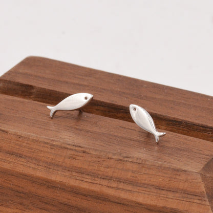 Little Fish Stud Earrings in Sterling Silver, Petite Fish Stud Earrings, Silver or Gold, Ocean Animal Stud, Cute, Pet Earrings