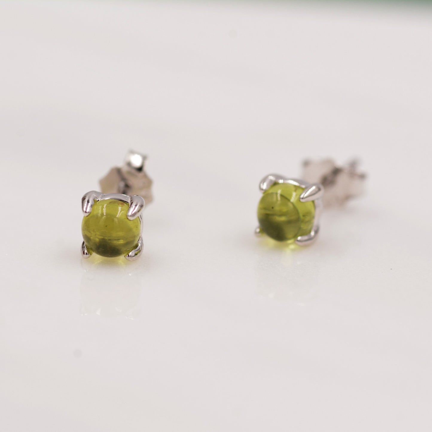 Sterling Silver Peridot Tiny Stud Earrings, Genuine Peridot Stud, Natural Semi-Precious Gemstones, Minimalist and Discreet