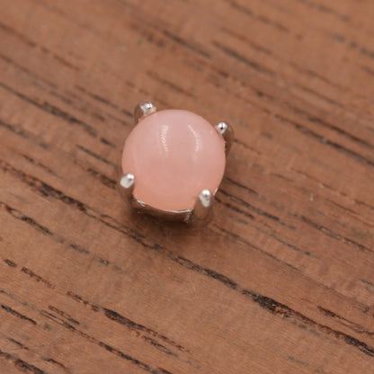 Sterling Silver Pink Opal Tiny Stud Earrings, Genuine Pink Opal Stud, Natural Semi-Precious Gemstones, 4mm, 4 Prongs, Minimalist  Earrings