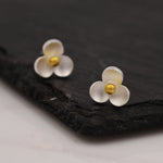 Flower stud earrings in Sterling Silver, Three Petal Flower Earrings, Blossom Stud, Nature Inspired