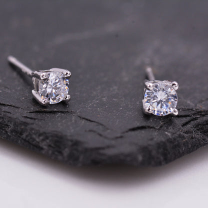 Sterling Silver Tiny Little Stud Earrings, Barely Visible, Extra Small CZ Stud, Stacking Earrings, Cubic Zirconia Crystal