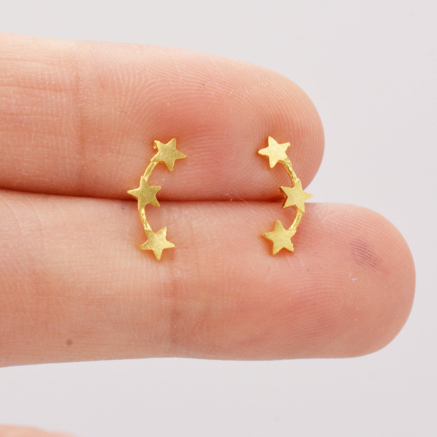 Tiny Star Trio Constellation Sterling Silver Dainty Stud Earrings, Available in Gold, Rose Gold and Silver, Tiny Star crawlers