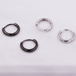 Plain Huggie Hoop in Sterling Silver, Polished Minimalist Hoop Earrings, Black Hoop Earrings, Two Sizes Available, Simple Circle Hoops