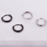 Plain Huggie Hoop in Sterling Silver, Polished Minimalist Hoop Earrings, Black Hoop Earrings, Two Sizes Available, Simple Circle Hoops
