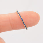 Sapphire Blue CZ Skinny Crystal Band Ring in Sterling Silver, Gold Vermeil Crystal Pave Ring, Stacking Rings, US 5 - 8