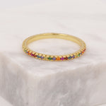 Skinny Rainbow CZ Pavé Eternity Ring