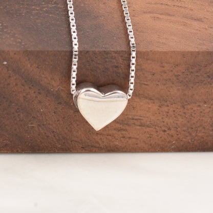 Minimalist Heart Pendant Necklace in Sterling Silver, Gold and Rose Gold. Tiny Heart Necklace, Sweet and Cute