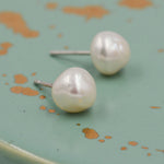 Keshi Pearls Stud Earrings in Sterling Silver, Baroque Pearl Earrings, Genuine Freshwater Pearls Earrings, Simple and Minimalist,