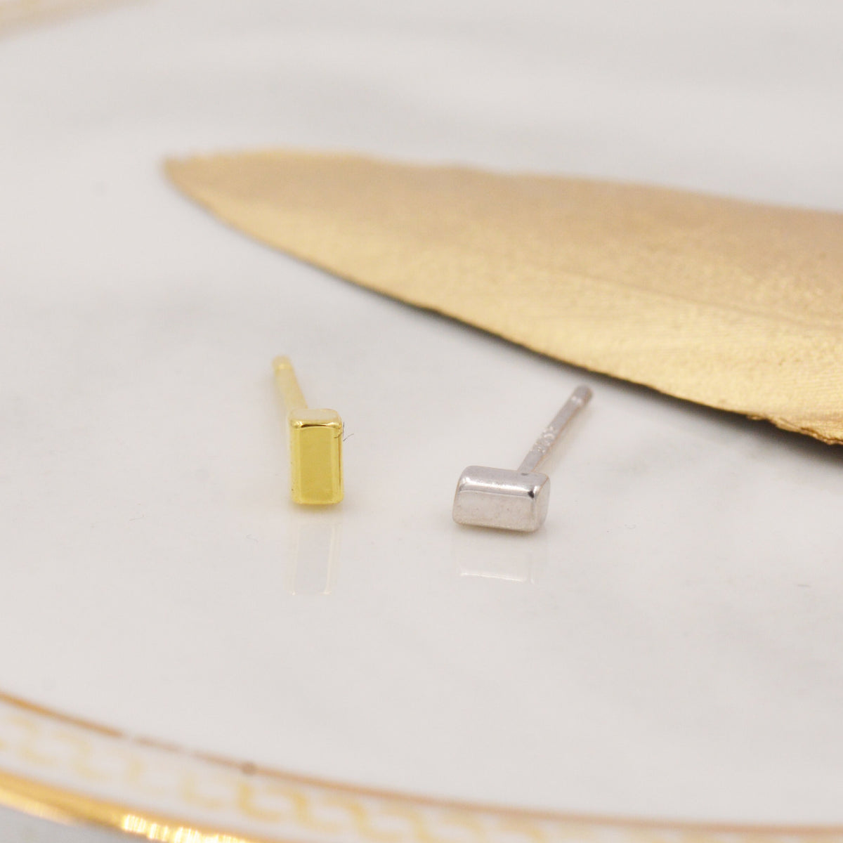 Tiny Cube Stud Earrings