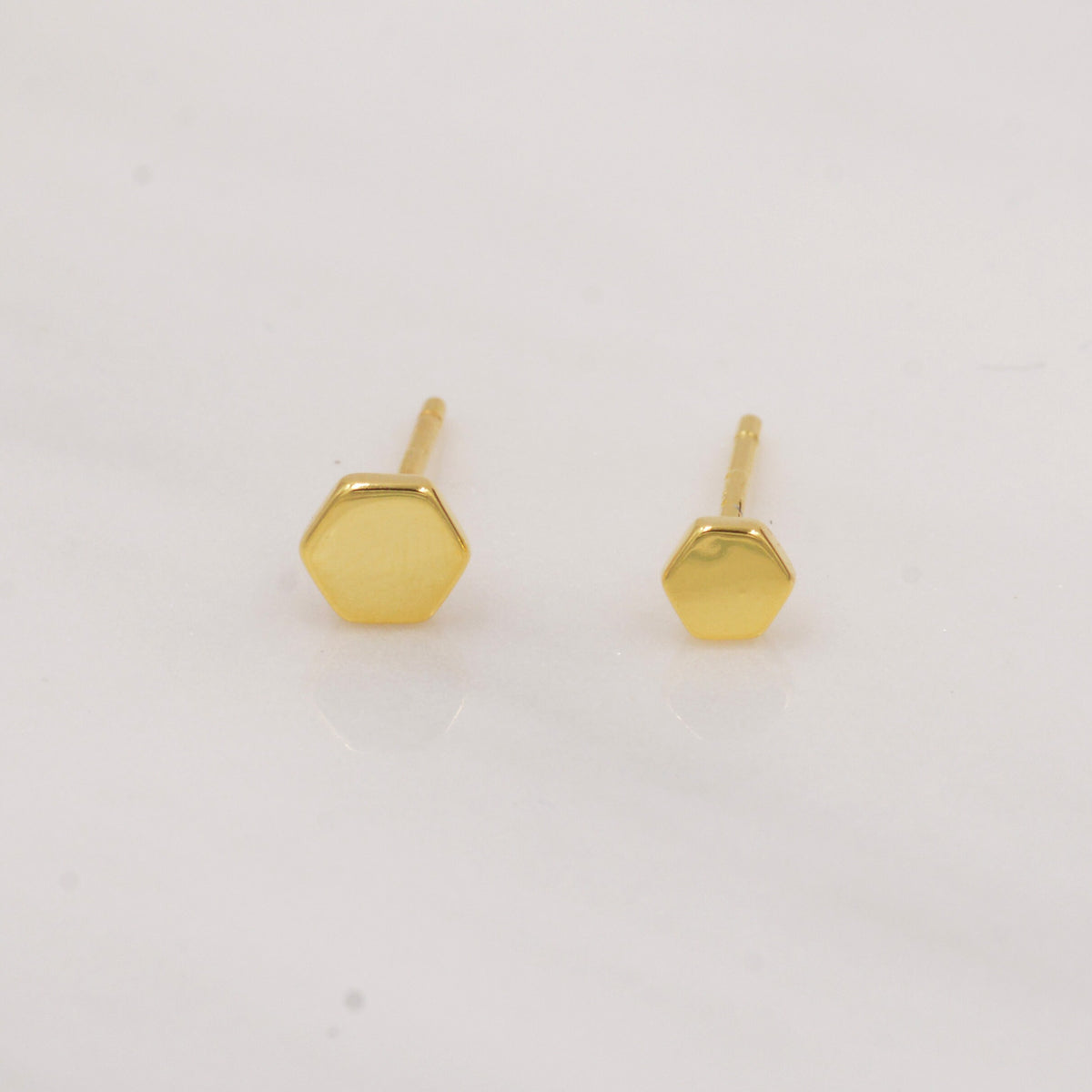 Sterling Silver Hexagon Geometry Stud Earrings, Silver or Gold, Minimalist Geometric Design, Anti-Tarnish Finish