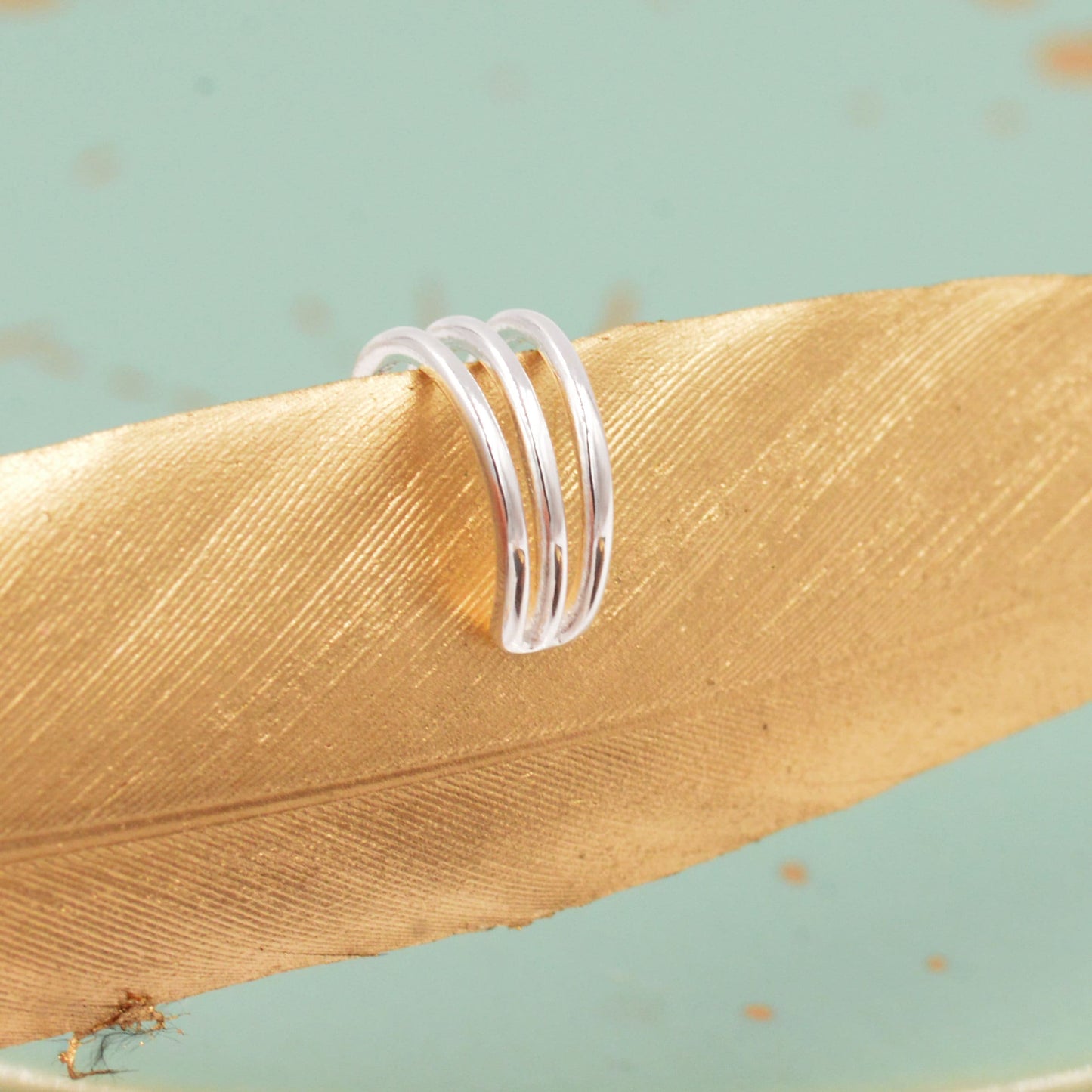 Minimalist Sterling Silver Ear Cuff, No Piercing Ear Cuff, Piercing Free Triple Bar Ear Cuff, Three Bar Cuff,Simple and Minimalist