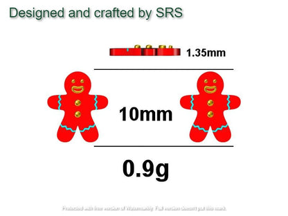 Ginger bread Man Stud Earrings in Sterling Silver, Christmas Stud, Cute Cookie Earrings, Biscuit Earrings, Food Earrings, Fun, Sweet