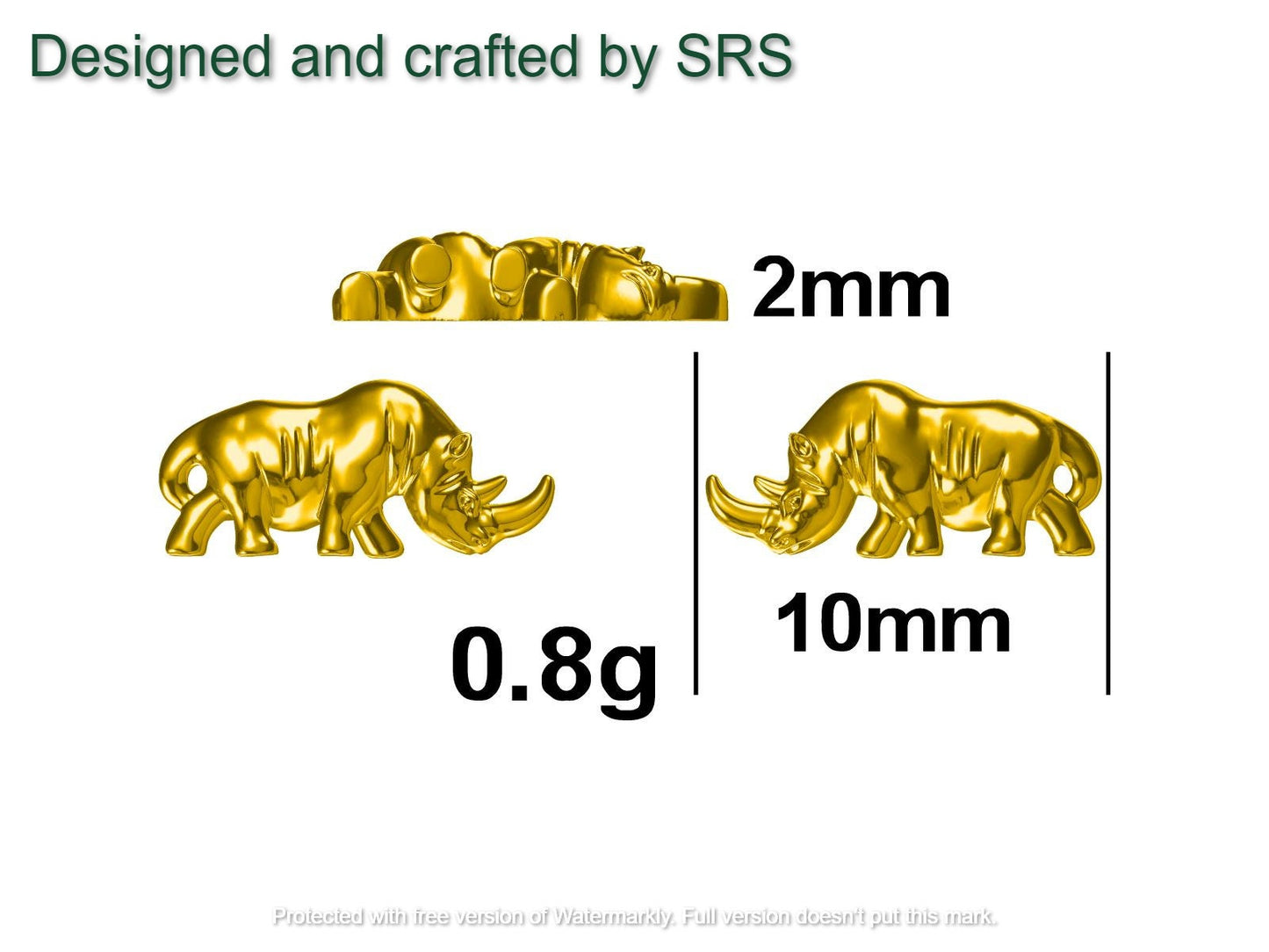 Rhino Stud Earrings in Sterling Silver, Rhinoceros Stud, Safari Earrings, Africa, Nature Inspired, Two Tone Earrings
