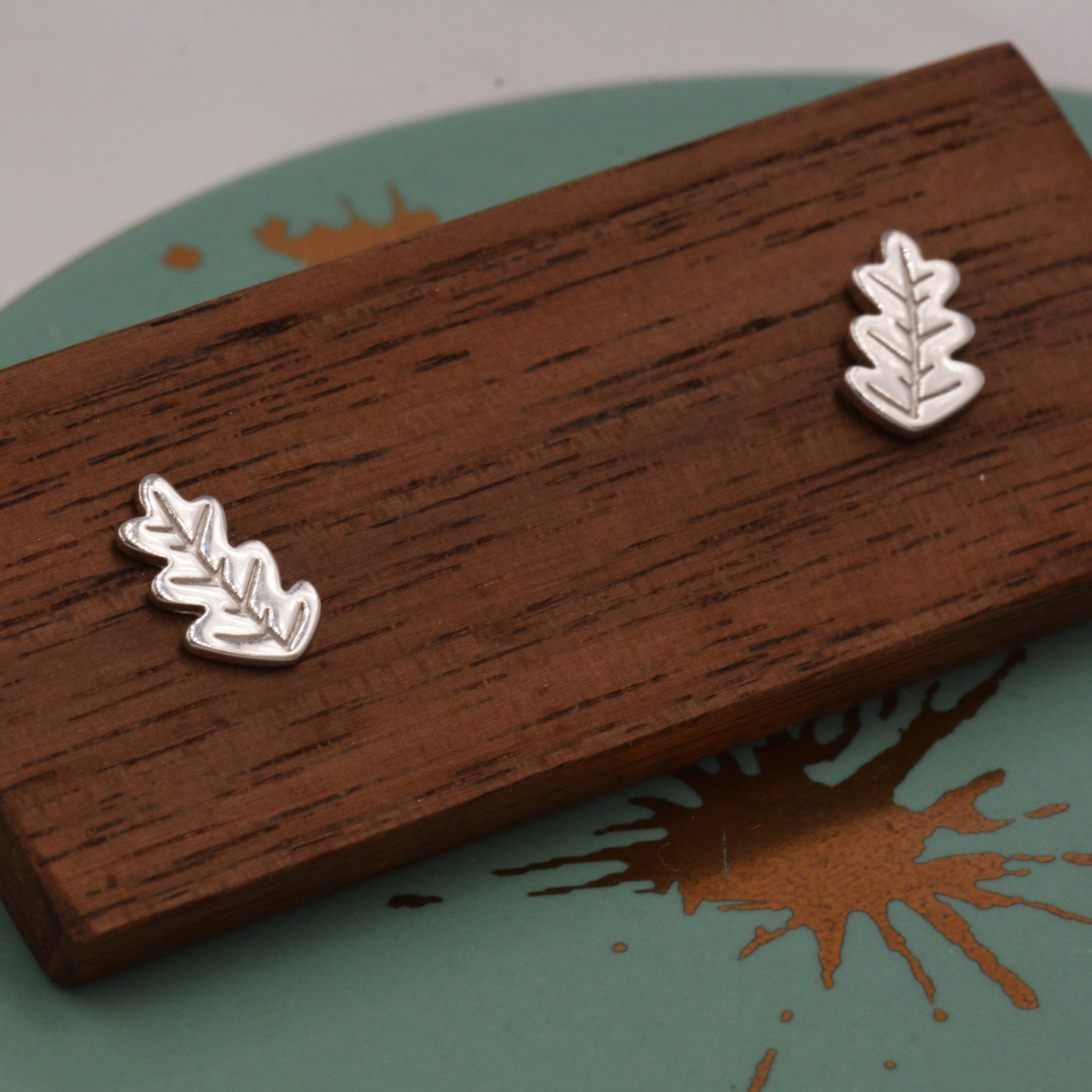 Oak Leaf Stud Earrings in Sterling Silver, Petite Acorn Leaf Earrings, Small Leaf Stud, Nature Inspired