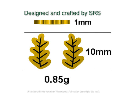 Oak Leaf Stud Earrings in Sterling Silver, Petite Acorn Leaf Earrings, Small Leaf Stud, Nature Inspired