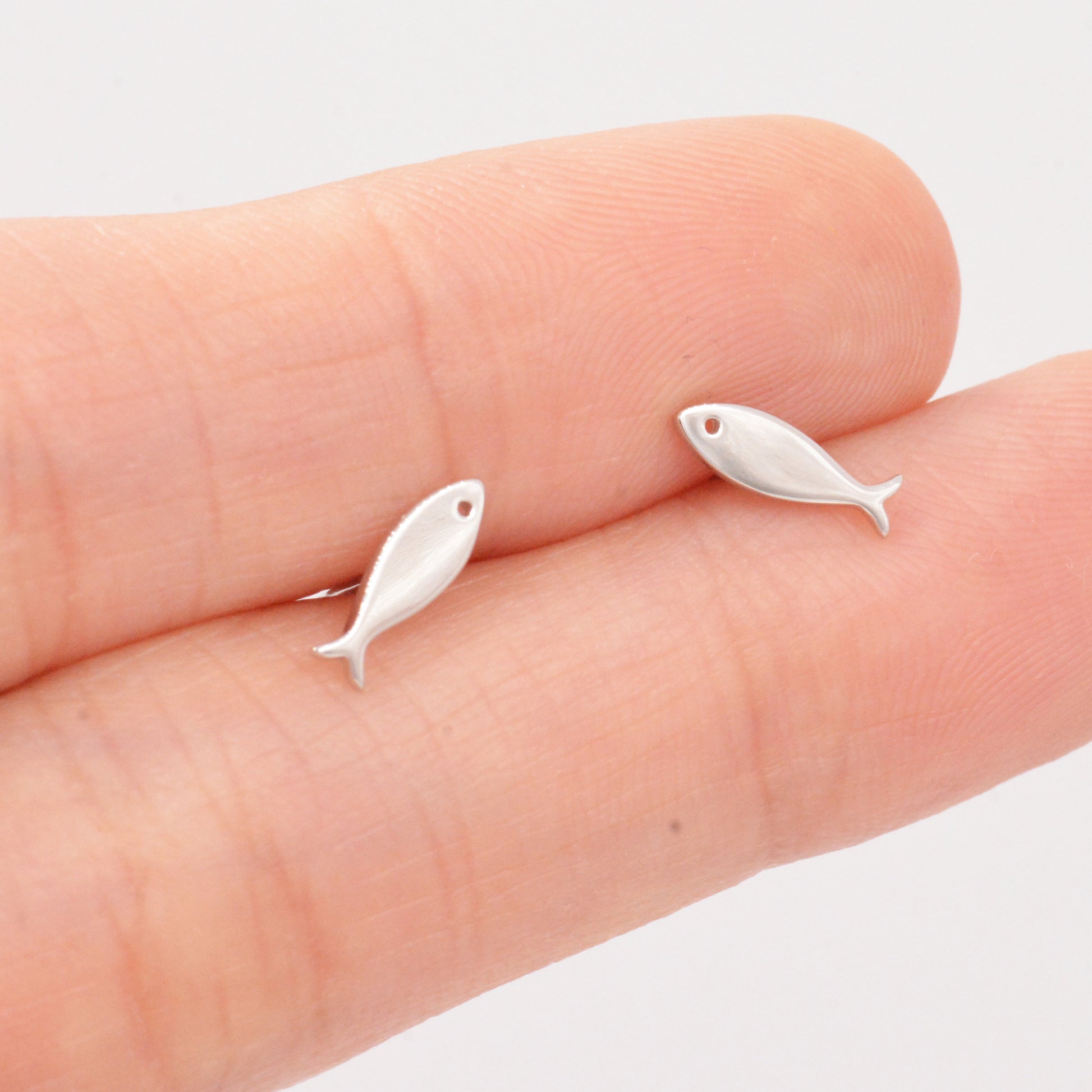 Little Fish Stud Earrings in Sterling Silver, Petite Fish Stud Earrings, Silver or Gold, Ocean Animal Stud, Cute, Pet Earrings