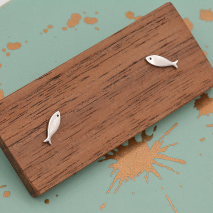 Little Fish Stud Earrings in Sterling Silver, Petite Fish Stud Earrings, Silver or Gold, Ocean Animal Stud, Cute, Pet Earrings