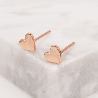 Tiny Heart Stud Earrings in Sterling Silver, Silver, Gold or Rose Gold, Dainty Little Heart Stud, Tiny Heart Stud