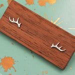 Stag Deer Antler Stud Earrings in Sterling Silver - Cute, Fun, Whimsical and Pretty Jewellery