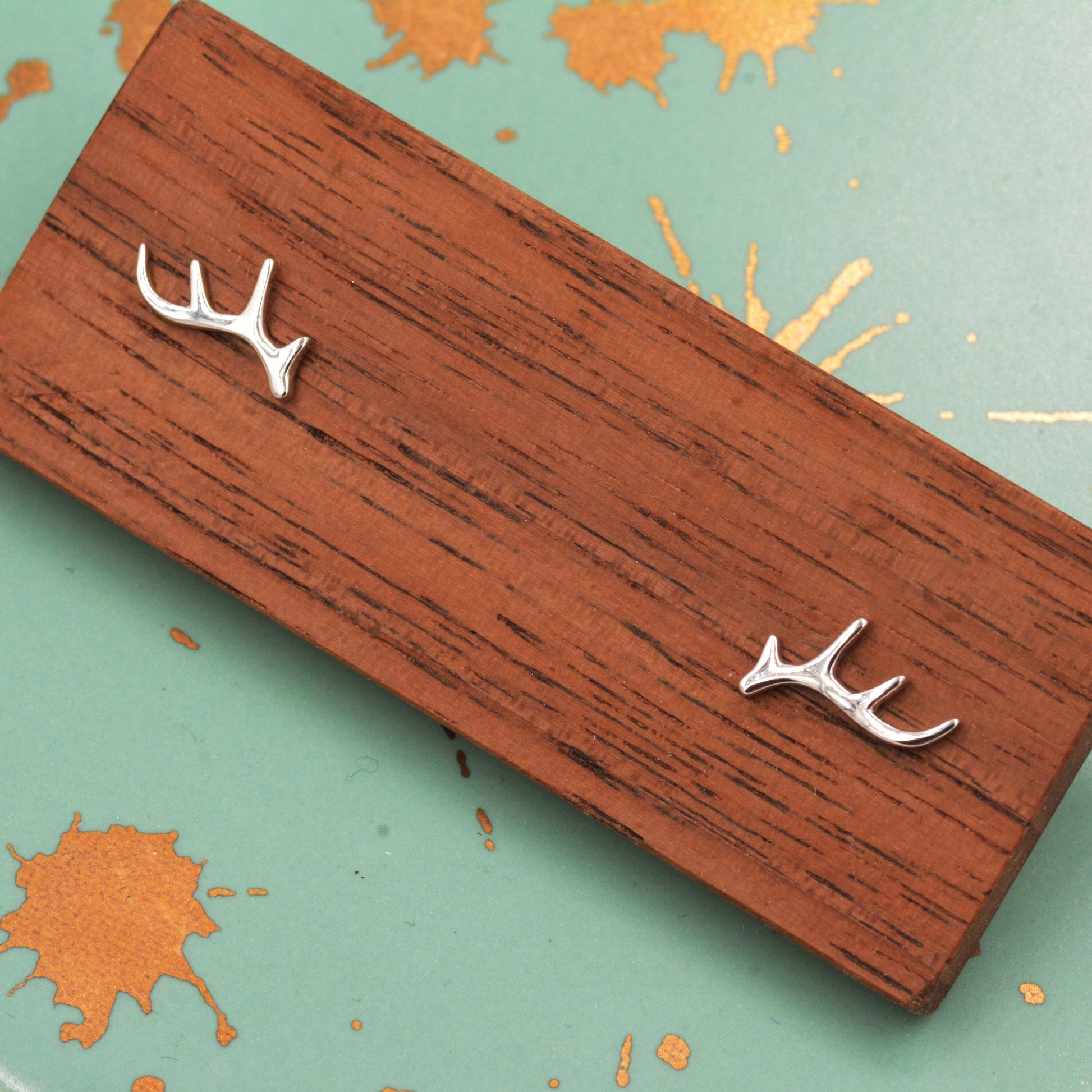 Stag Deer Antler Stud Earrings in Sterling Silver - Cute, Fun, Whimsical and Pretty Jewellery