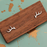 Stag Deer Antler Stud Earrings in Sterling Silver - Cute, Fun, Whimsical and Pretty Jewellery