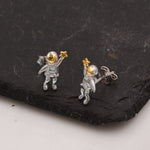 Extra Tiny Spaceman Astronaut Stud Earrings in Sterling Silver - Miniature Space Earrings - Planet Earrings - Whimsical and Pretty Jewellery