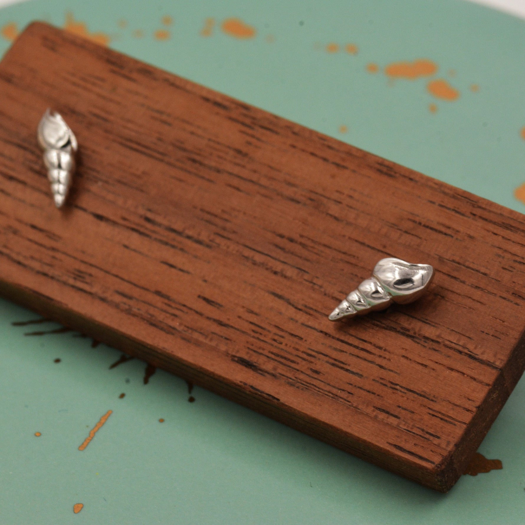 Seashell Earrings in Sterling Silver - Petite Auger Shell Stud - Silver or Gold or Rose Gold, Pointy Shell - Sea, Ocean, Cute,