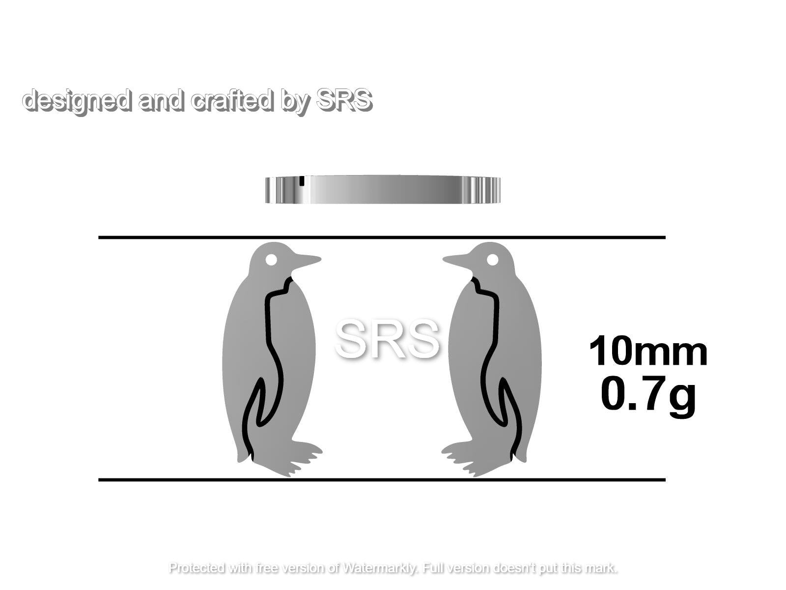Penguin Stud Earrings in Sterling Silver - Small Pair of Penguin Bird Earrings - Gold and Silver Two Tone Plating - Cute Animal Stud