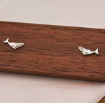 Humpback Whale Stud Earrings in Sterling Silver - Petite Fish Stud - Sea, Ocean, Cute, Fun, Whimsical
