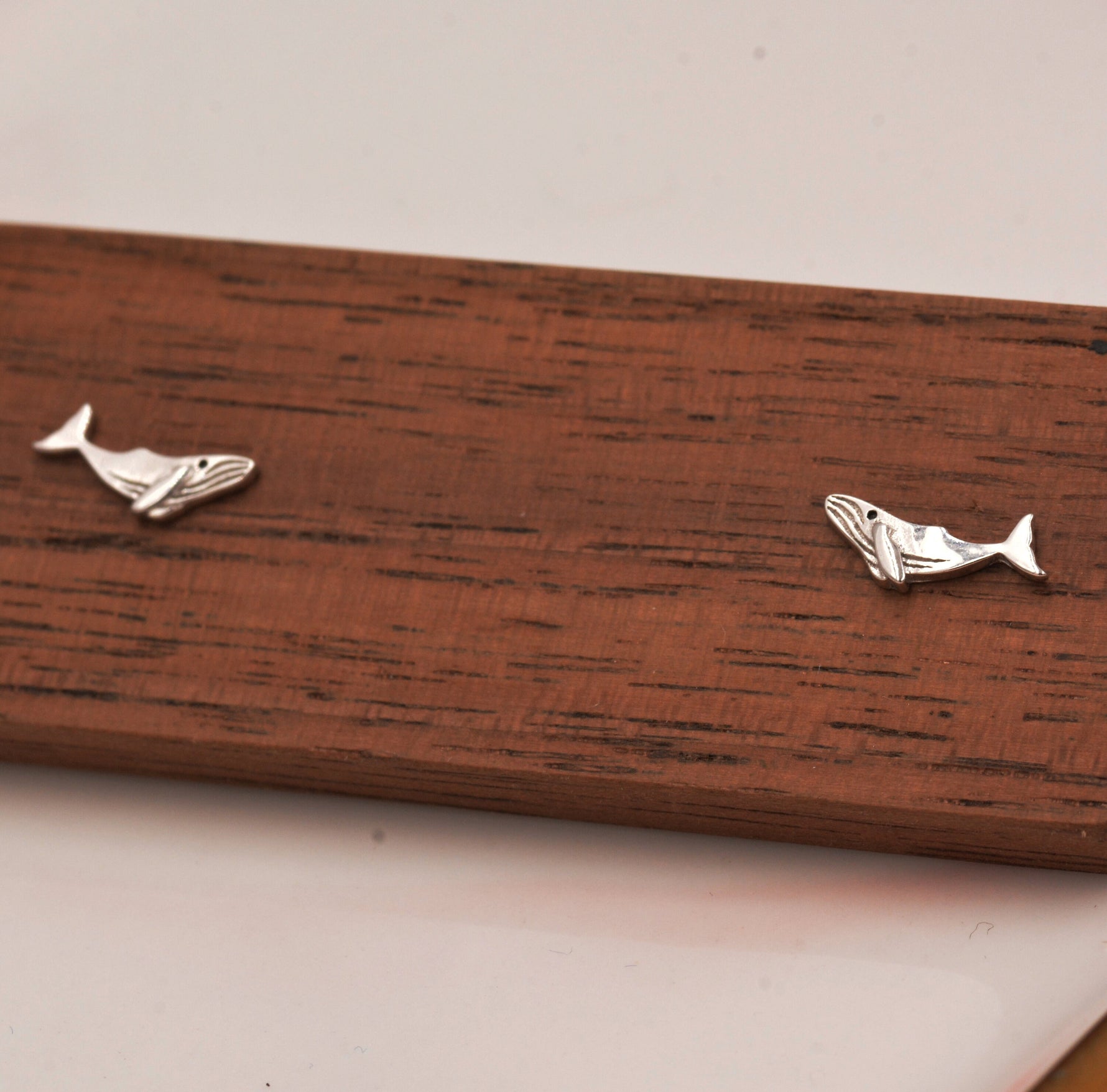 Humpback Whale Stud Earrings in Sterling Silver - Petite Fish Stud - Sea, Ocean, Cute, Fun, Whimsical